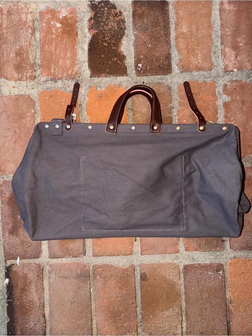 Line of Trade Brown Canvas Travel Duffel with Leather Trim